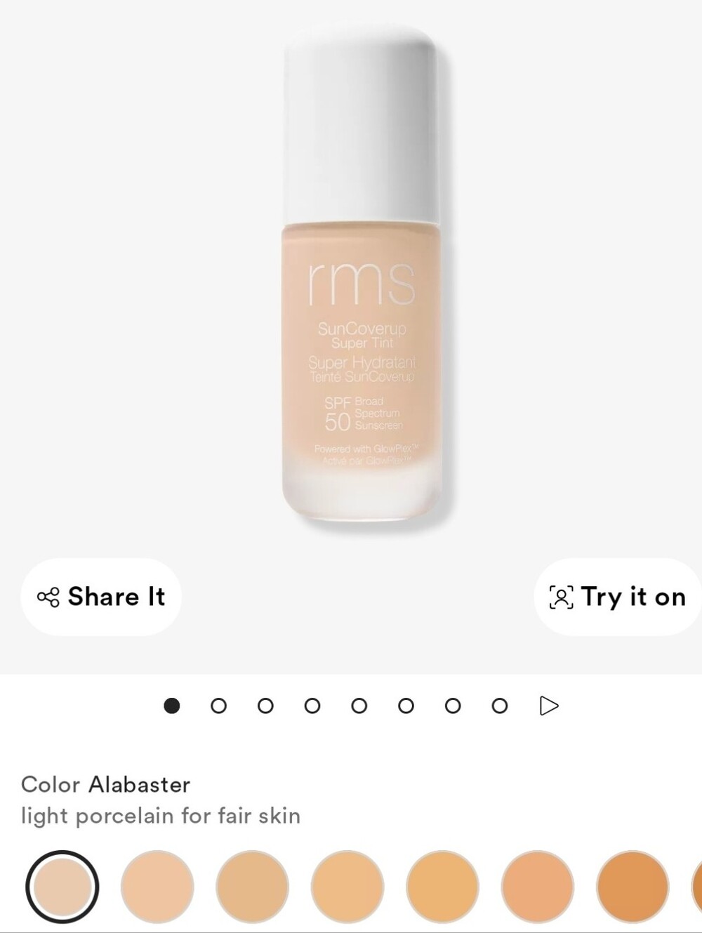 rms Beauty SunCoverup Super Tint SPF 50 - Alabaster (Light Porcelain) New In Box